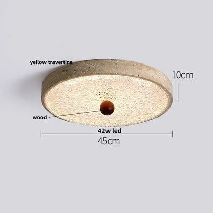Beige speckled stone led ceiling light with textured yellow travertine and wood composite decorbites led ceiling design