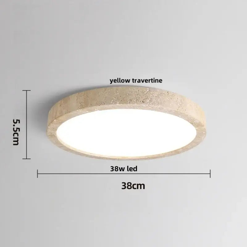 Beige speckled stone led ceiling light with textured yellow travertine frame and bright white led panel for bedroom decorbites led ceiling