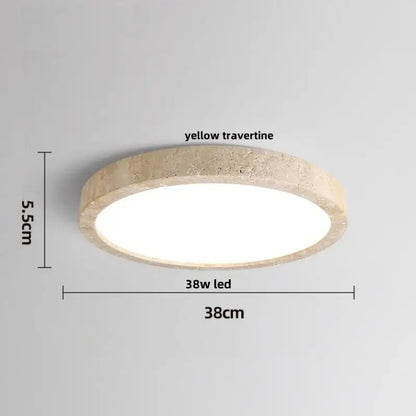 Beige speckled stone led ceiling light with textured yellow travertine frame and bright white led panel for bedroom decorbites led ceiling