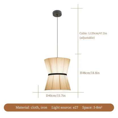 Beige tapered cocoon cloth chandelier kitchen pendant light with woven fabric shade and black metal accents decorbites cocoon cloth