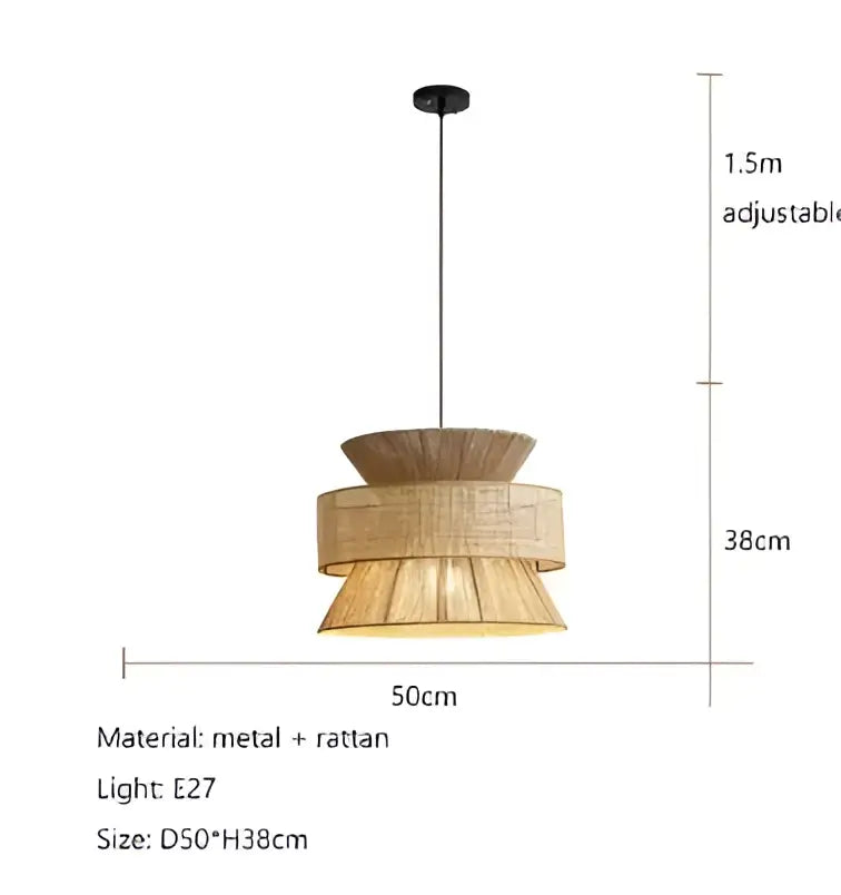 Beige tiered pendant light with natural-toned handmade hemp rope and metal accents for modern rustic decorbites decor