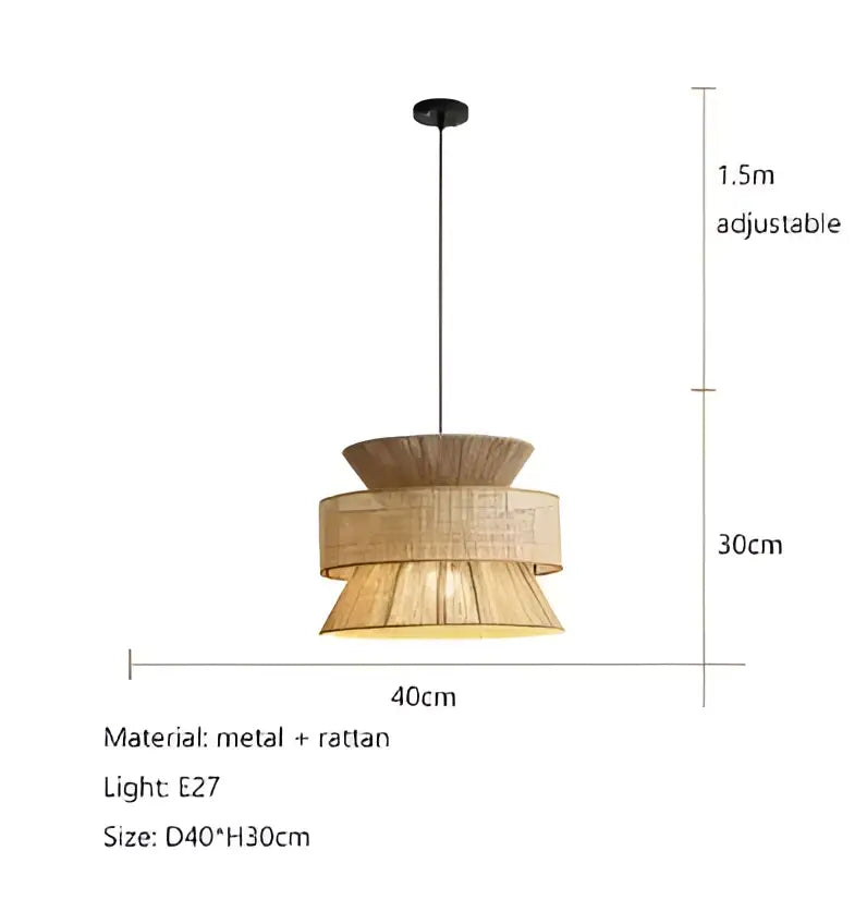 Beige tiered pendant light with natural-toned handmade hemp rope and metal fixture for dining room decorbites handmade hemp