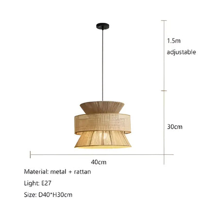 Beige tiered pendant light with natural-toned handmade hemp rope and metal fixture for dining room decorbites handmade hemp