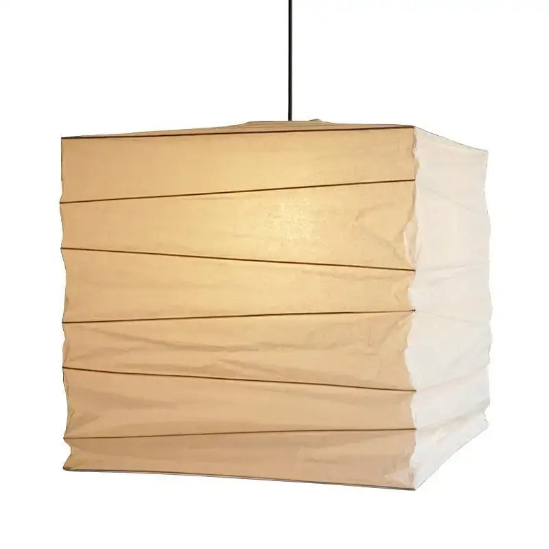Beige and white cube rice paper pendant lamp with accordion folds and black hanging cord for living room decorbites cube rice