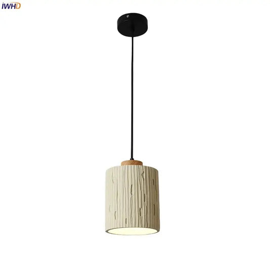 Beige wood grain columnar micro cement pendant light with black hardware for kitchen decorbites pendant lights