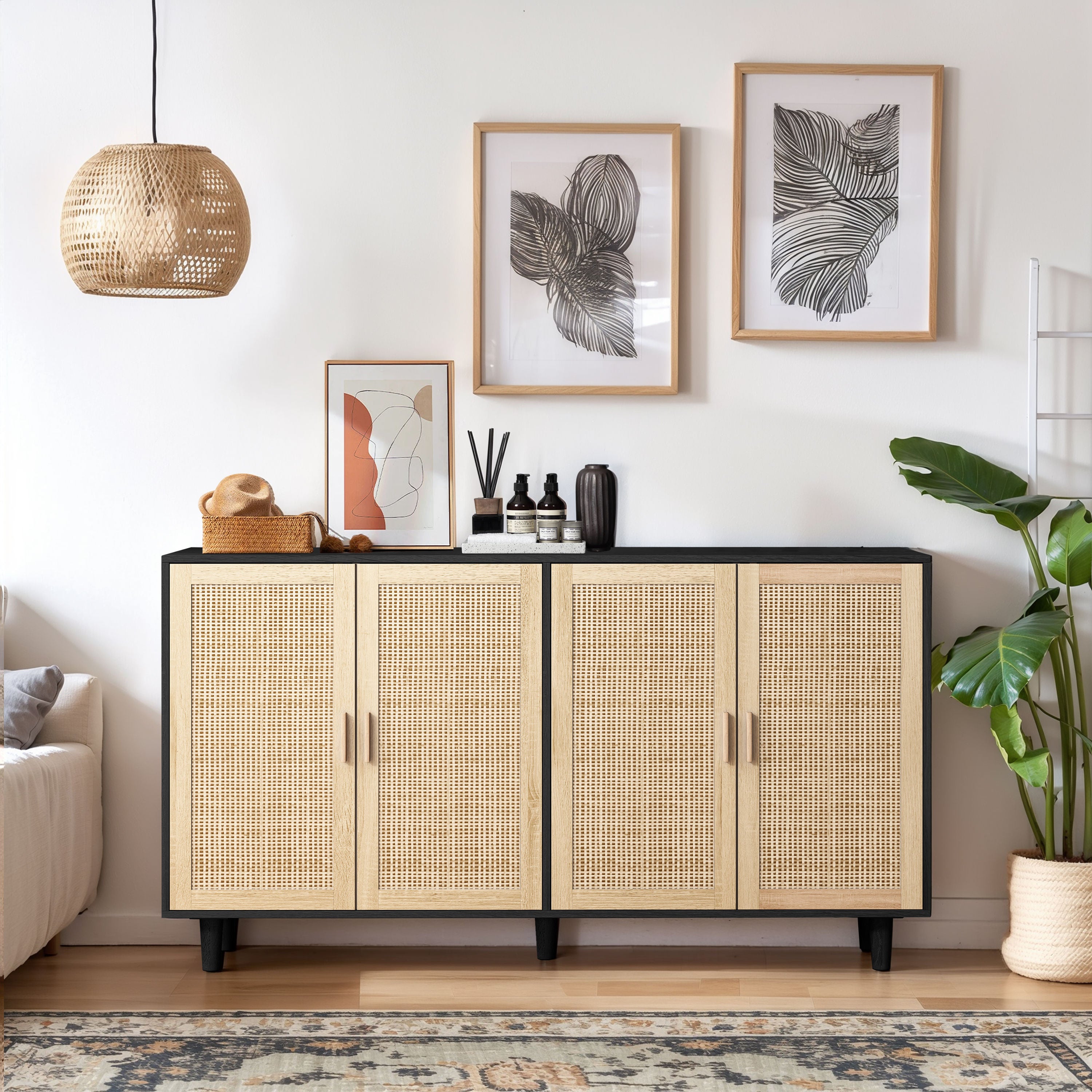 Rattan Four-Door Cabinet