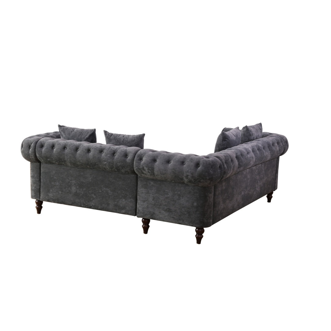 Black Flannelette 2-Piece Couch Living Room Sofa Set
