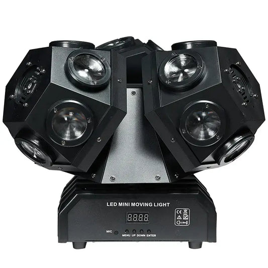 Black 18x10w rotating moving head light with multiple spotlight heads and digital display panel for stage and bar use