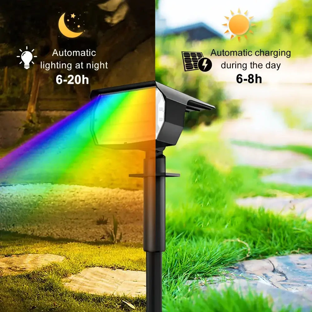 Black 20leds rgb solar landscape spotlight with rainbow led beam and automatic night lighting decorbites 20leds rgb garden lamp