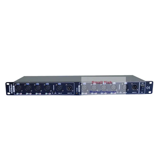 Black 8dmx2fu distributor rack-mount audio device with multiple xlr inputs and outputs for dmx512 light stage signals