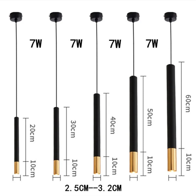 Black Aluminum Cylinder Dimmable LED Pendant Light - Decorbites