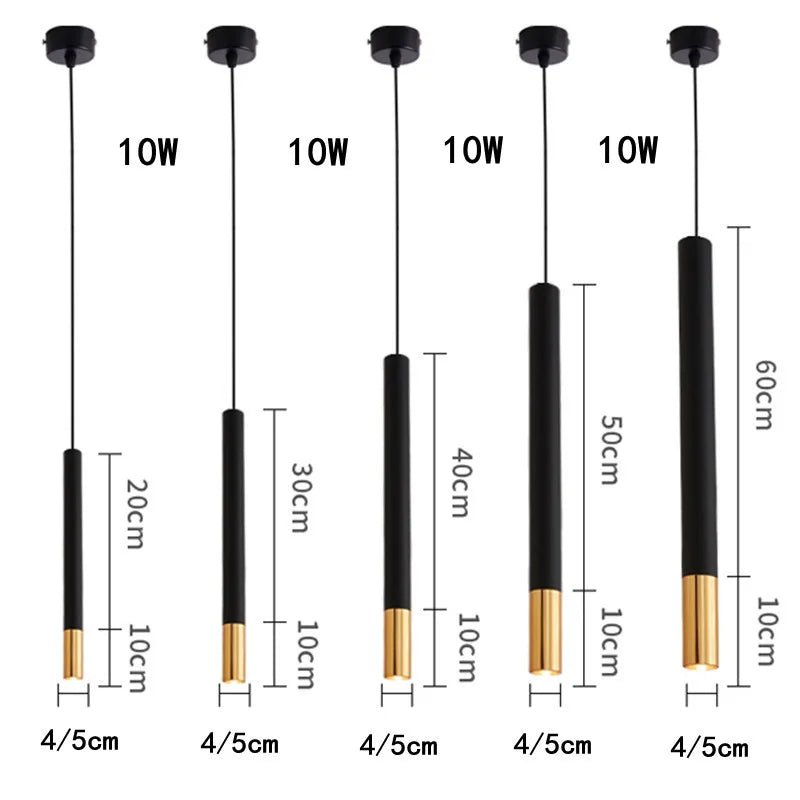 Black Aluminum Cylinder Dimmable LED Pendant Light - Decorbites