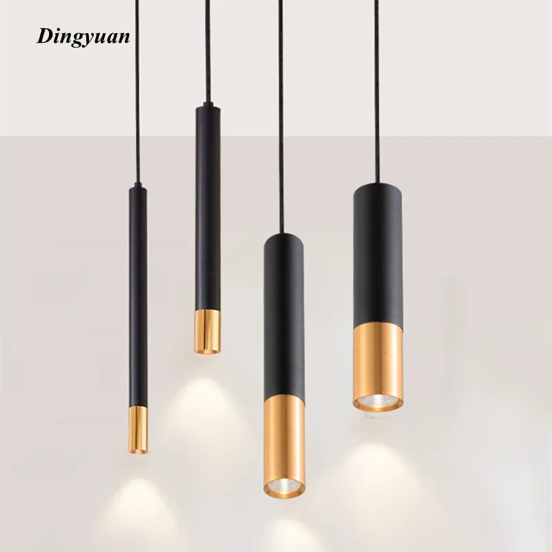 Black Aluminum Cylinder Dimmable LED Pendant Light - Decorbites