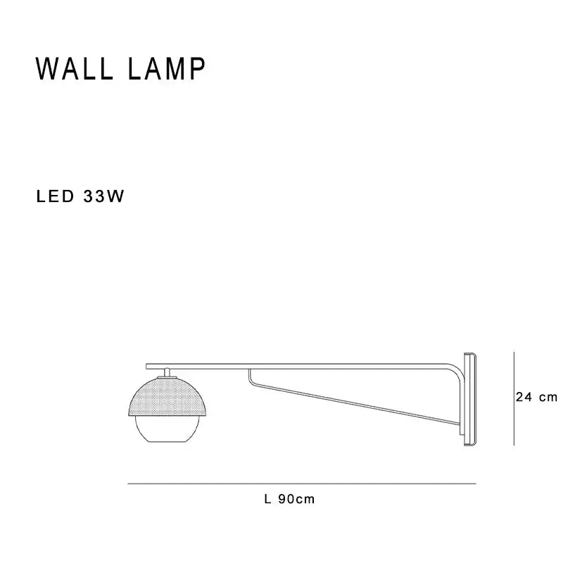 Minimalist wall lamp with spherical textured glass shade and decorbites black metal arm for luxury bedroom decor