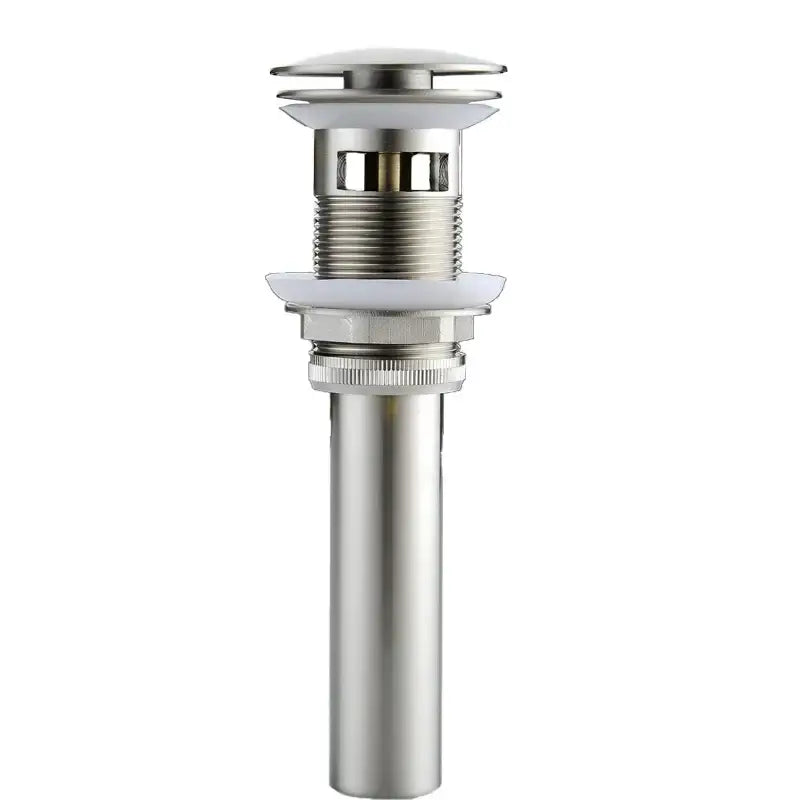 Stainless steel bathroom sink drain with white plastic parts and chrome brushed nickel finish for decorbites brushed nickel faucet