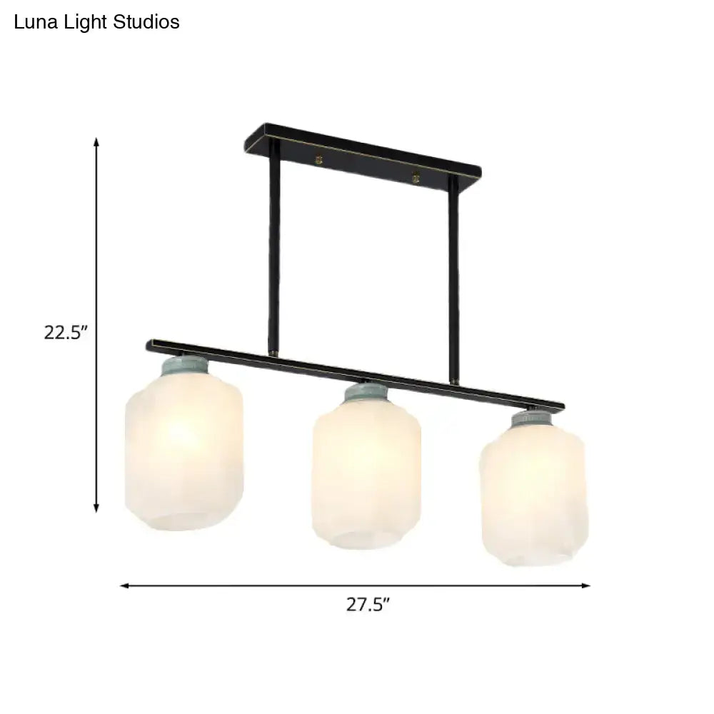 DecorBites black cream glass pendant light with three frosted shades and antique suspension for island lamp use