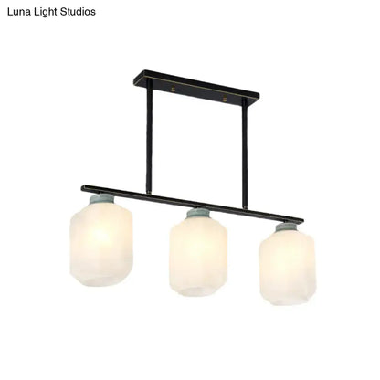 DecorBites black cream glass pendant light with three frosted shades and antique suspension for island lamp use