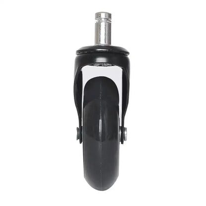 Black and silver 3 inch rotatable heavy duty office chair wheel with black rubber and metallic stem housing