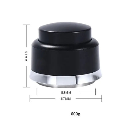 Black and chrome decorbites adjustable coffee tamper with a sleek cylindrical design in stainless steel material