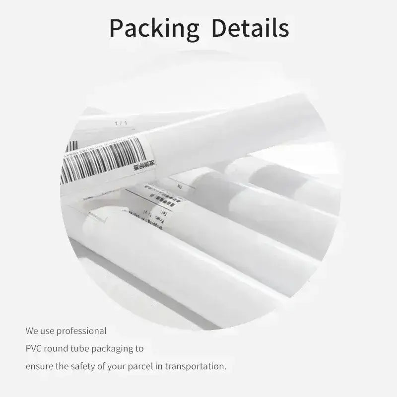 White pvc round tubes with barcode labels for packaging decorbites™ black and white mountain tree landscape wall art