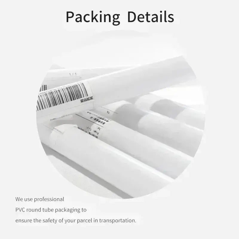 White pvc round tubes with barcode labels for packaging decorbites™ black and white mountain tree landscape wall art