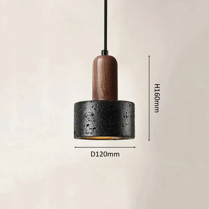 Black and wood concrete pendant light with textured finish ideal for cream nordic small decorbites pendant light bedroom decor