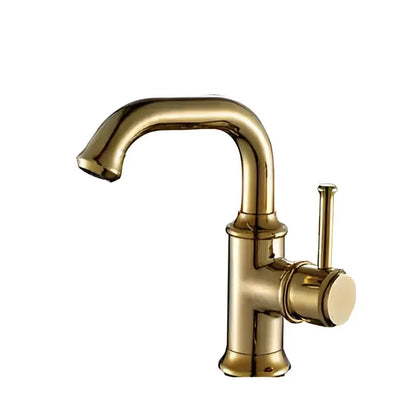 Brass-finished basin faucet with a curved spout and cylindrical handle by decorbites black antique brass series