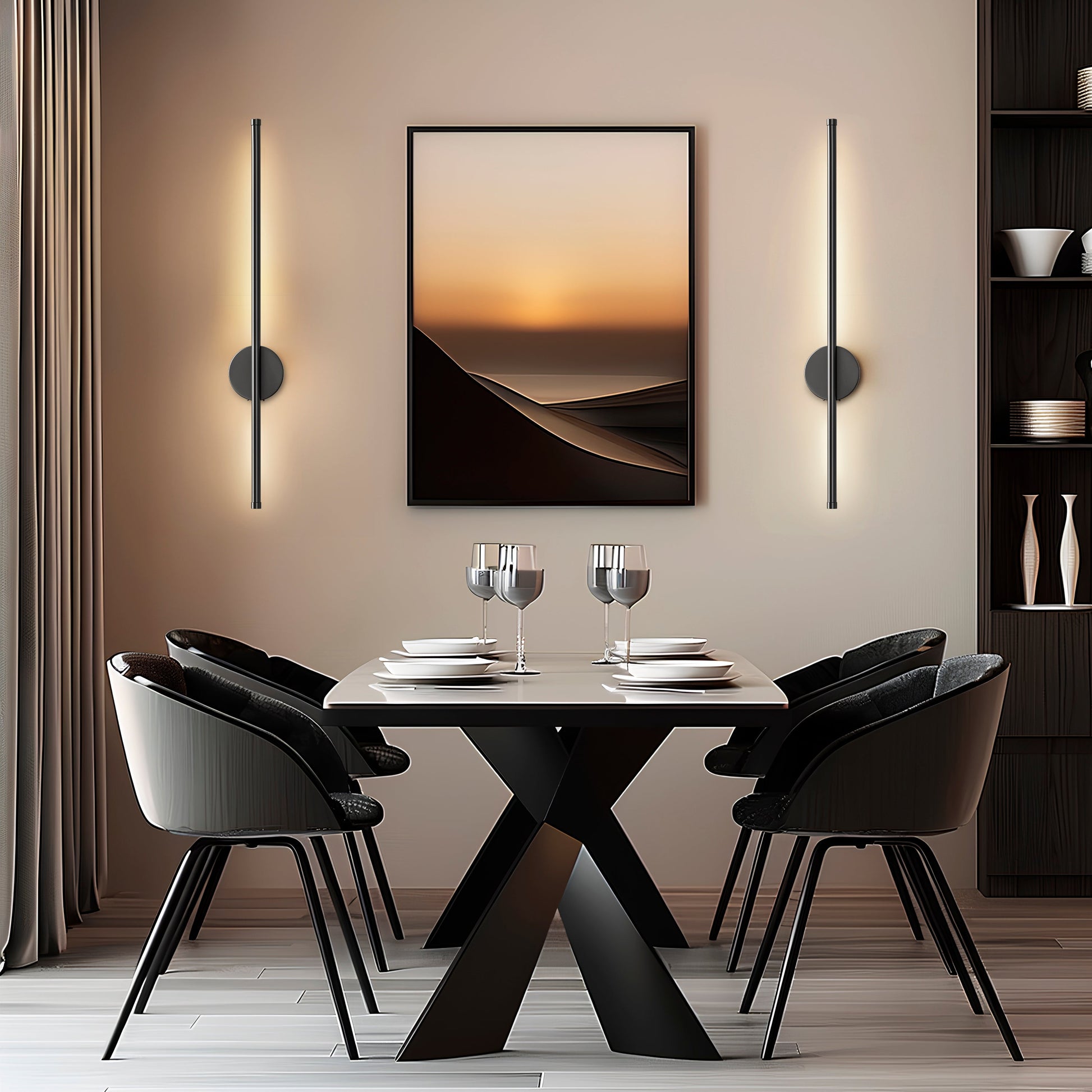 Modern dining room setup.