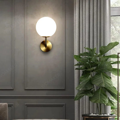 Wall-mounted globe light fixture.