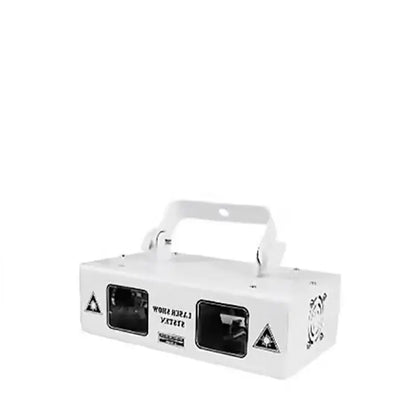 White rectangular beam stroboscope laser with handle and two black lenses for laser music light parties