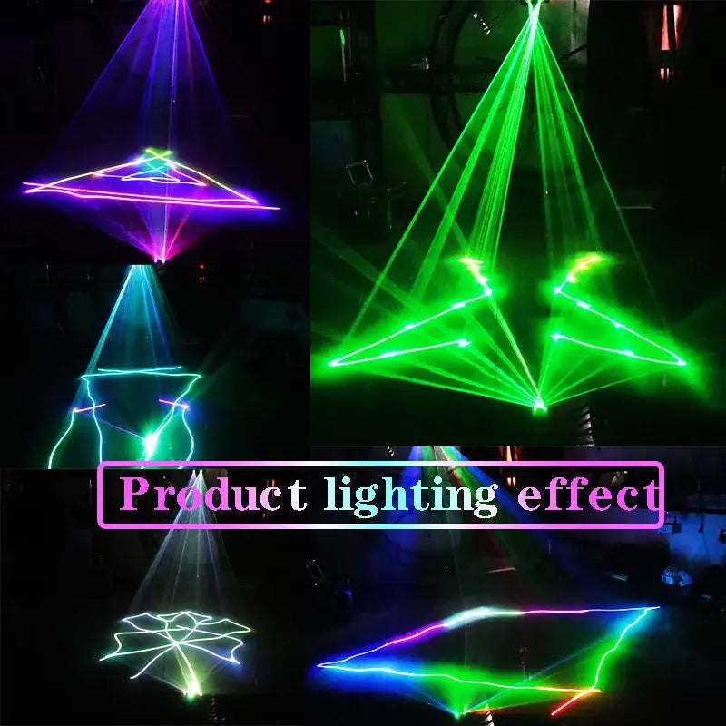 Black beam stroboscope laser music light projects vibrant multi-colored geometric and floral patterns for living room parties