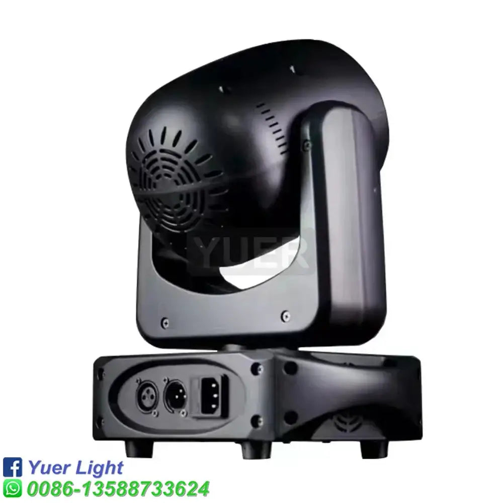 Black bee eye laser moving head spotlight with sleek angular design and ventilation slots for party room use