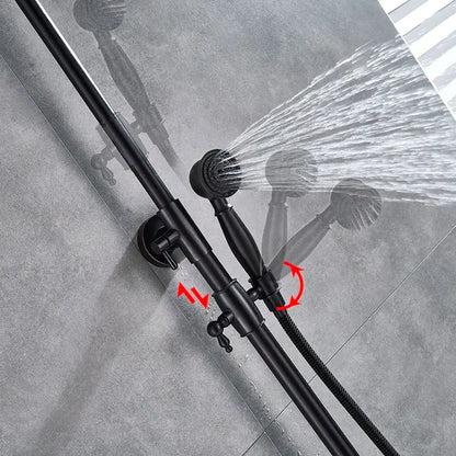 Black matte-finished shower set with handheld spray and adjustable hose from decorbites black bronze bathroom collection