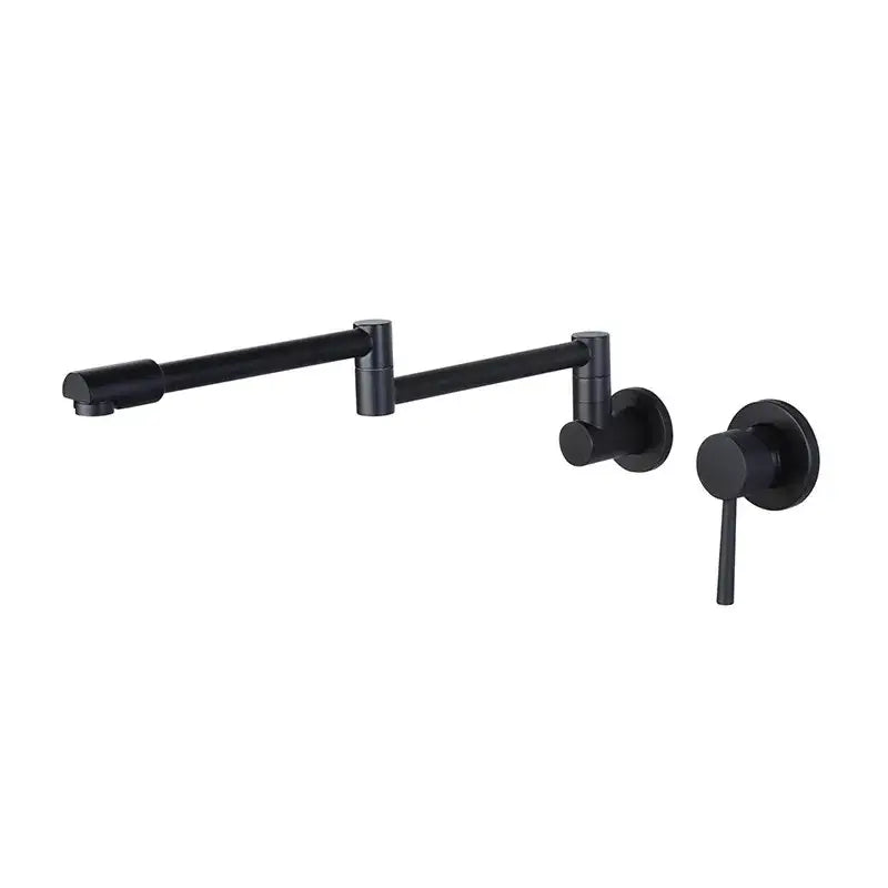 Black matte-finish wall-mounted kitchen faucet with articulated gooseneck spout for decorbites black brushed gold kitchen use