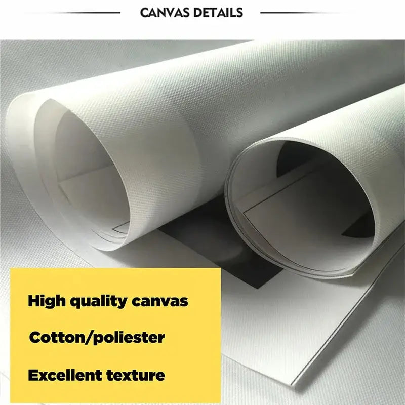 Rolled white canvas of cotton polyester blend with excellent texture for decorbites black cat reading music poster