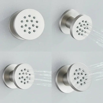 Modern brushed stainless steel body round shower spa jets with circular design for decorbites brass body bathroom