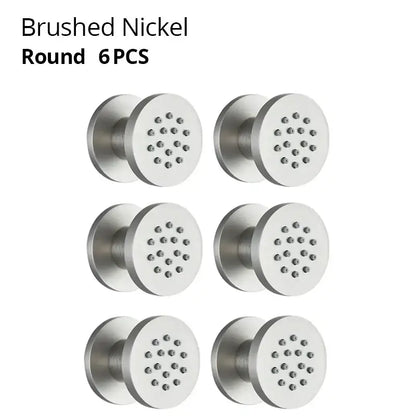 Six brushed nickel round knobs in brass body round finish for decorbites brass body round shower spa jets bathroom use