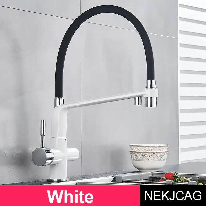 White kitchen faucet with black flexible hose chrome accents pull down sprayer decorbites black chrome kitchen fixture