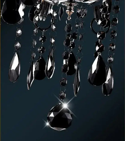 Black crystal chandelier lamps with faceted teardrop and round beads for elegant dining room decorbites black crystal lighting