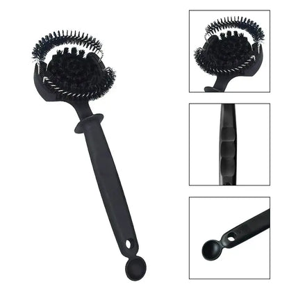 Black plastic brewing head cleaner set with spiral and circular bristle multi-brush for espresso machine cleaning
