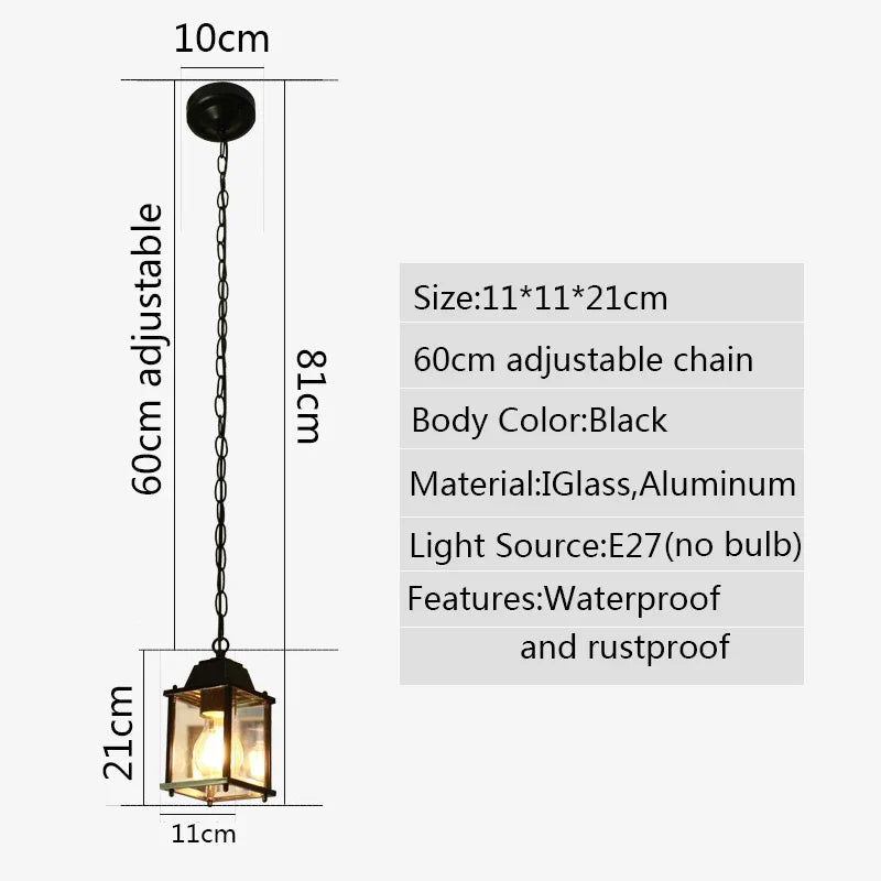 Black European Outdoor Lantern Pendant Light - Decorbites