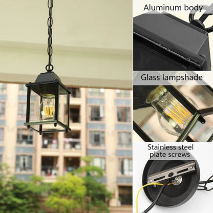 Black European Outdoor Lantern Pendant Light - Decorbites