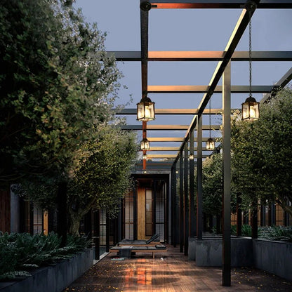 Black European Outdoor Lantern Pendant Light - Decorbites