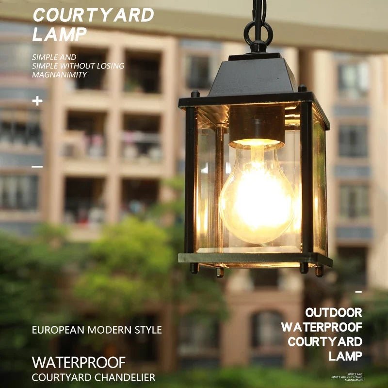 Black European Outdoor Lantern Pendant Light - Decorbites