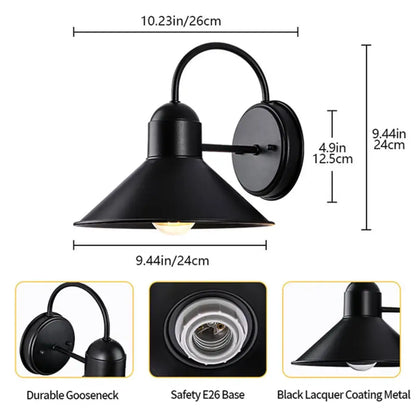 Black metal farmhouse barn lights outdoor gooseneck sconce with matte finish for porch decorbites black farmhouse
