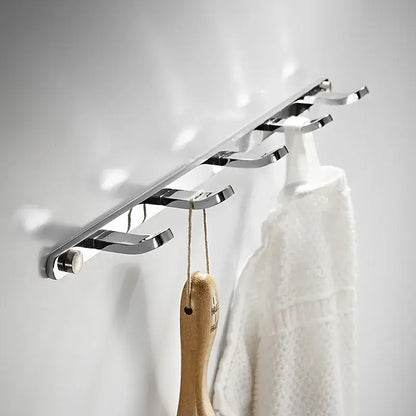 Chrome finished wall-mounted towel rack with five sleek curved hooks black gold decorbites brass robe rack for bathroom storage