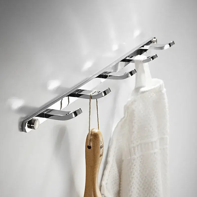 Chrome finished wall-mounted towel rack with five sleek curved hooks black gold decorbites brass robe rack for bathroom storage