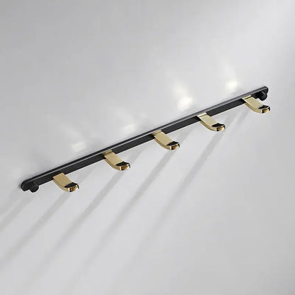 Black gold decorbites brass wall-mounted robe rack with four hooks for bathroom towel storage