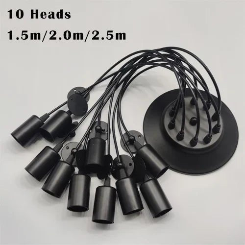 Black Industrial Spider Pendant Light, 6-Light Iron - Decorbites