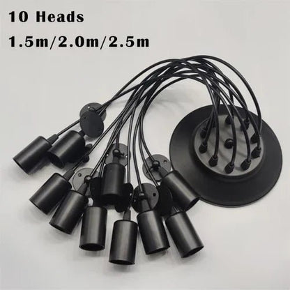 Black Industrial Spider Pendant Light, 6-Light Iron - Decorbites